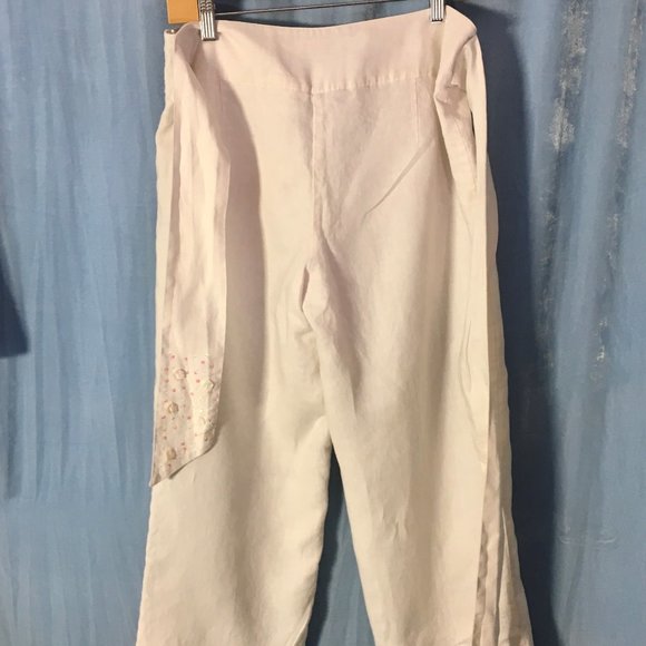 ALDO TREVI white linen cropped pants knickers sz 6 - Picture 2 of 4